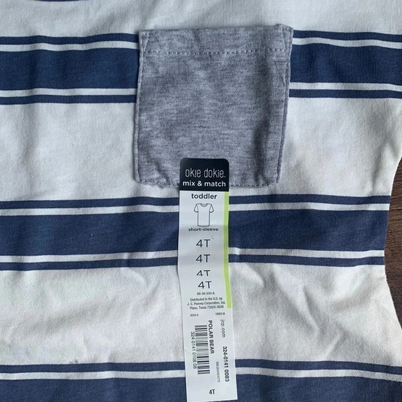 Okie Dokie Toddler Boys Striped Tee Shirt 4T - Picture 3 of 5